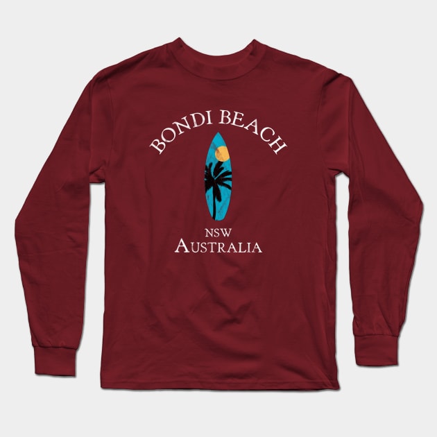 Bondi Beach Sydney Australia NSW Vintage Surfboard Long Sleeve T-Shirt by TGKelly